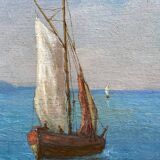 French School of the 20th century, Mediterranean seaside, oil on panel