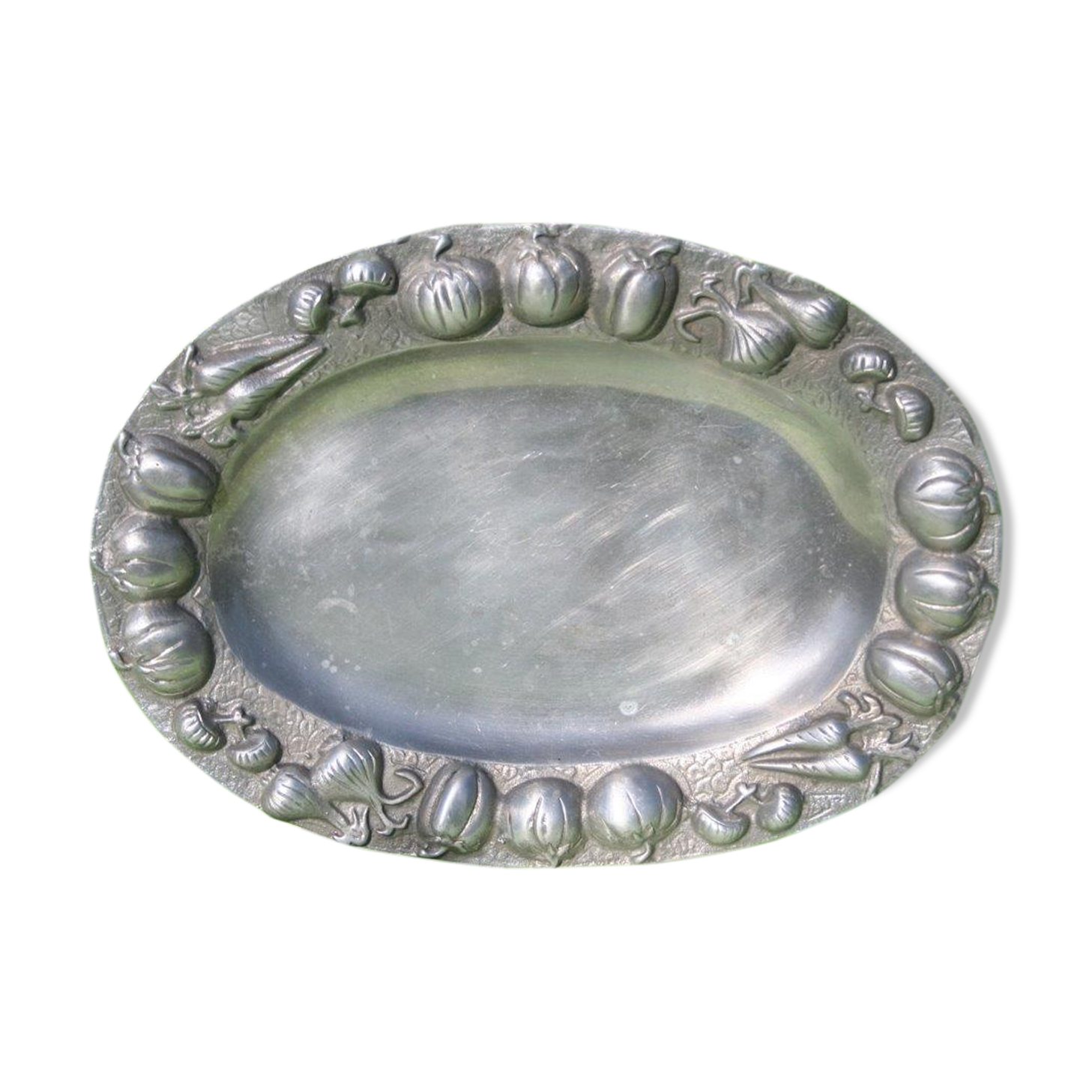 Plateau de service fonte d'aluminium décor légumes