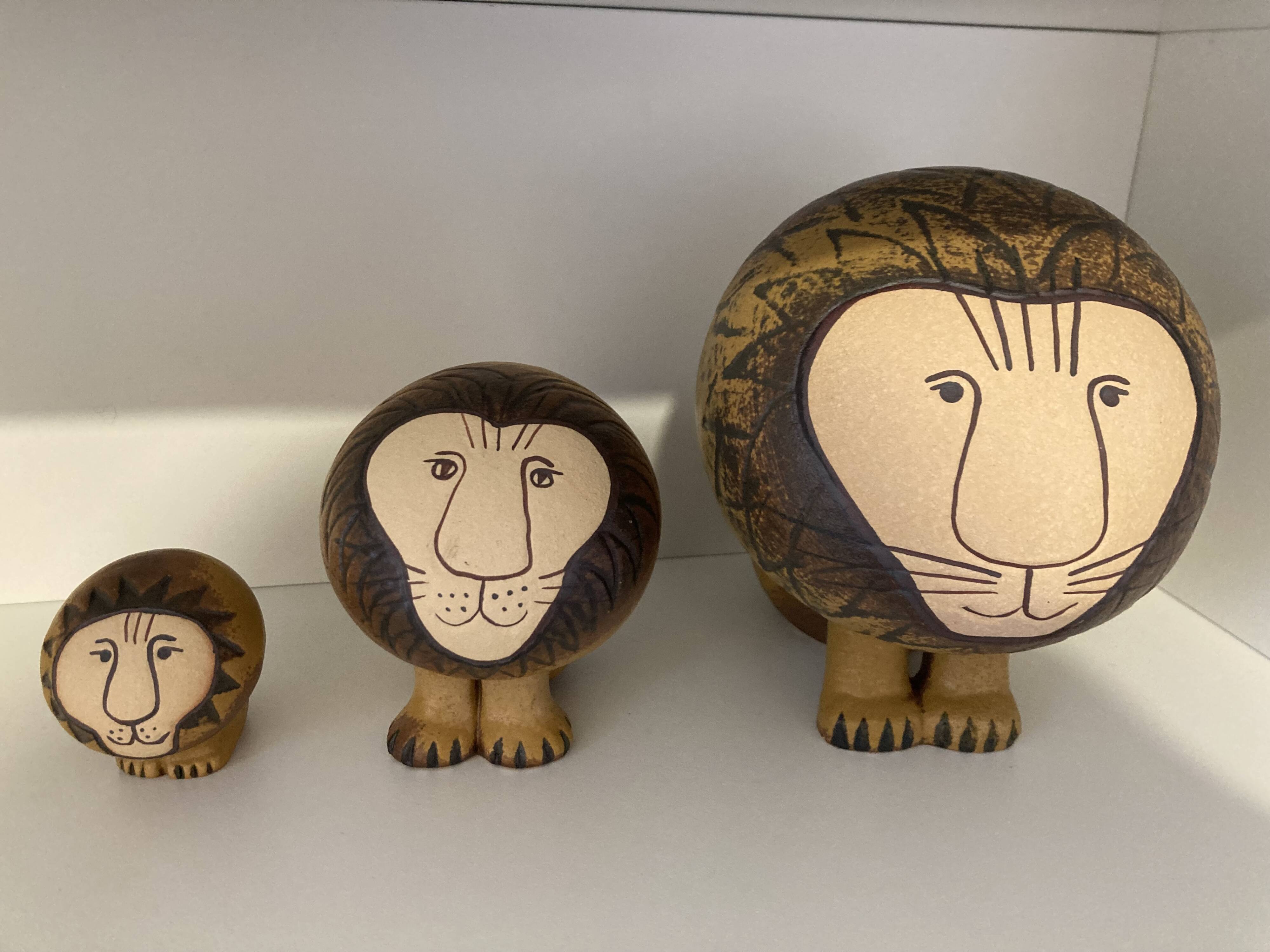 3 Lions in Ceramic by Lisa Larson for Gustavsberg