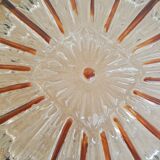 Ceiling lamp / wall lamp in molded glass two-tone square 70s