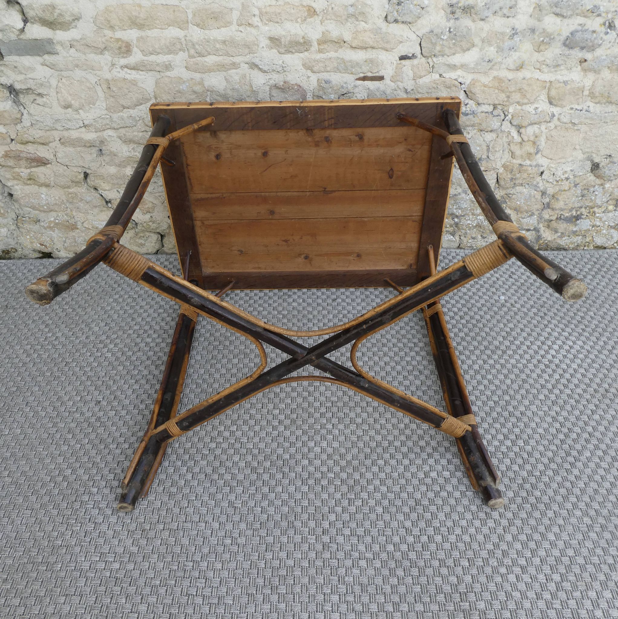 Bamboo and rattan table from the Perret & Vibert house, late 19th century.