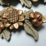 Set of 3 old 18th century ornaments in polychrome carved wood
