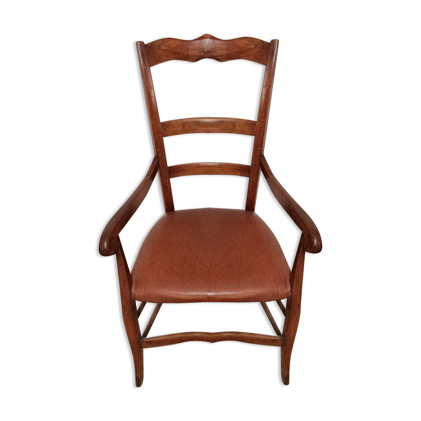 Solid wood and imitation leather armchair