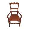 Fauteuil bois massif et skaï