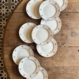 Lot de 10 assiettes à dessert vintage blanches et dorées