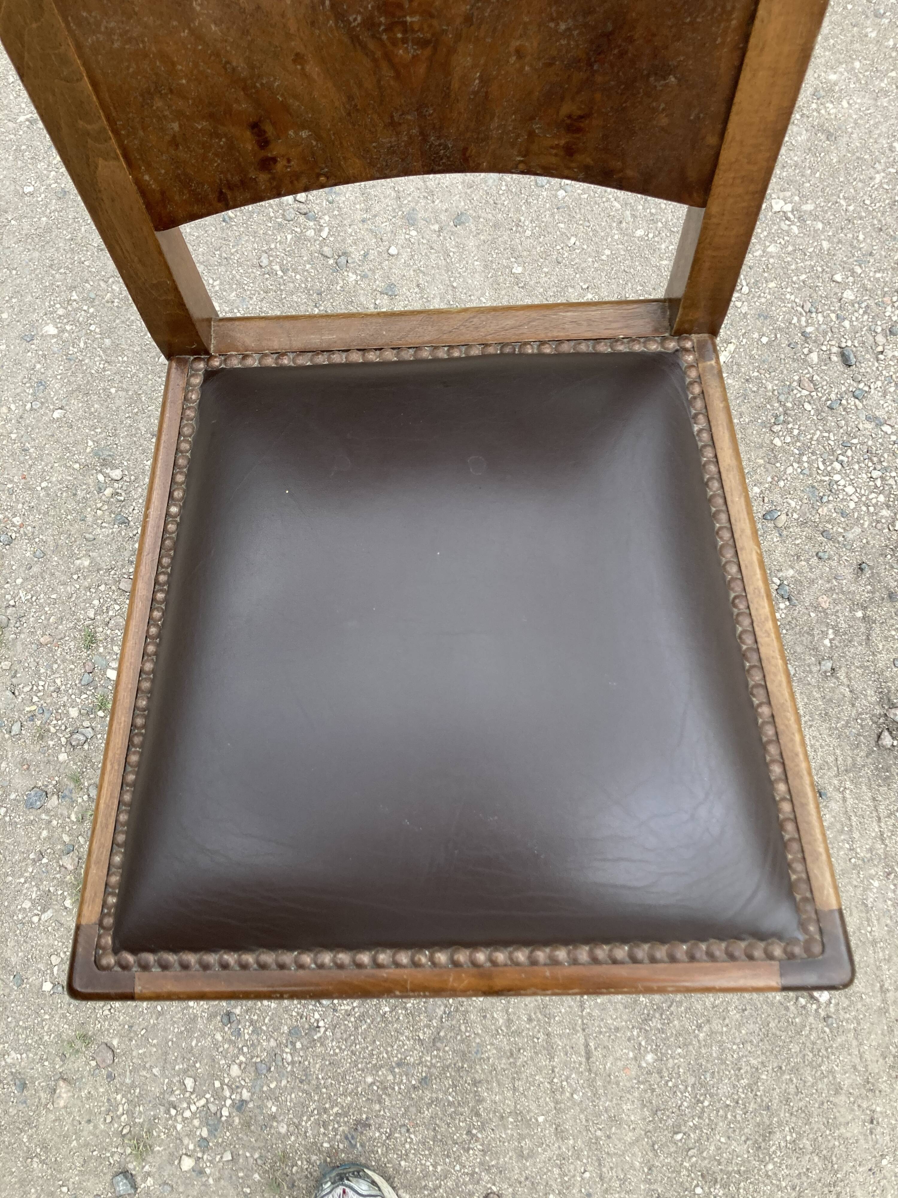 Set de 6 chaises art déco assise cuir
