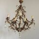 10 Light 5 Sided Bronze and Crystal Cage Chandelier