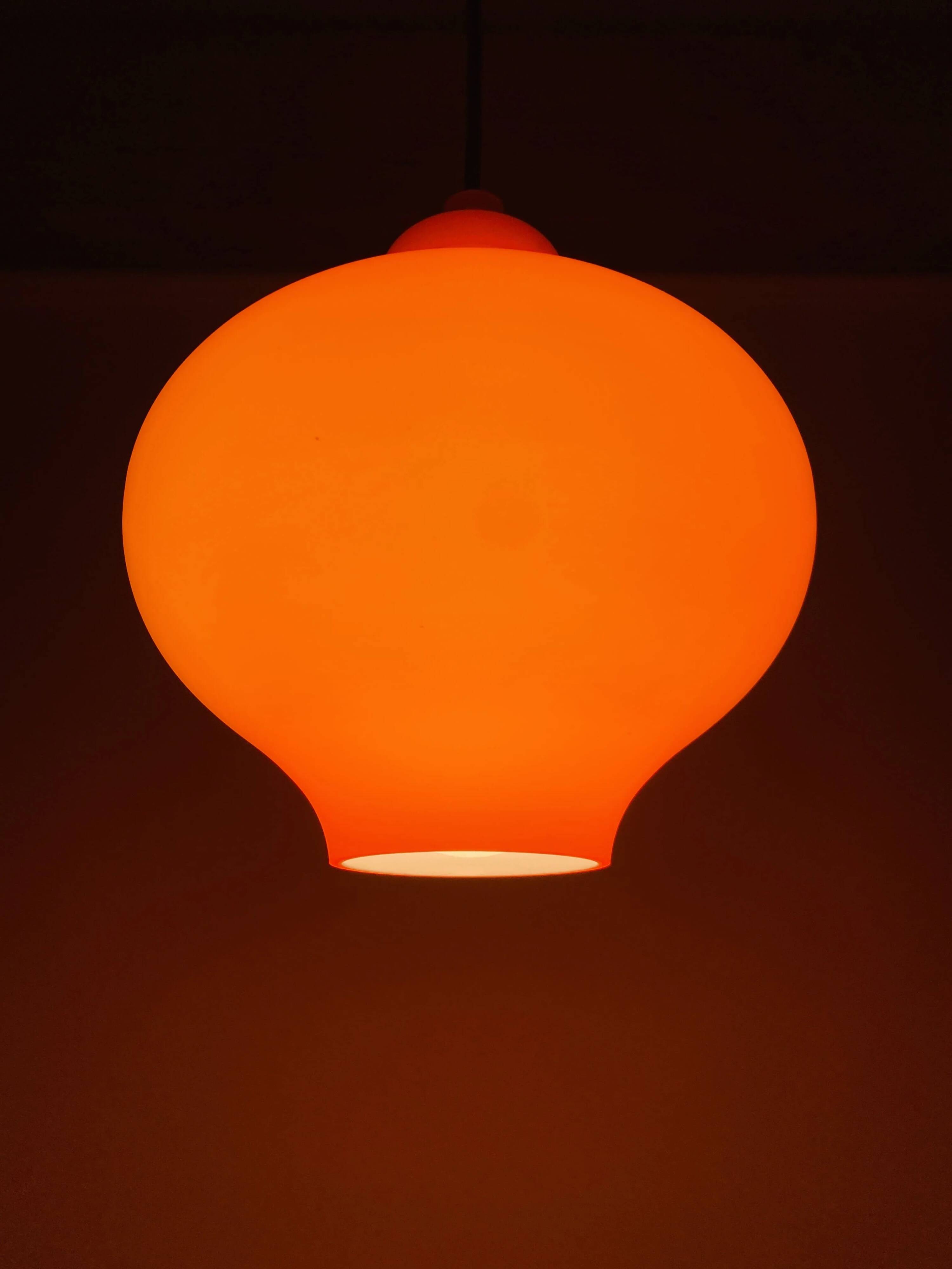 Orange glass suspension light Swedish Oplight by Hans Agne Jakobsson for AB Markaryd