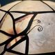 Vintage mother-of-pearl and brass lampshade pendant with flower and butterfly decorations