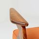 Fauteuil lounge vintage en laine, tissu orange et bois de hêtre