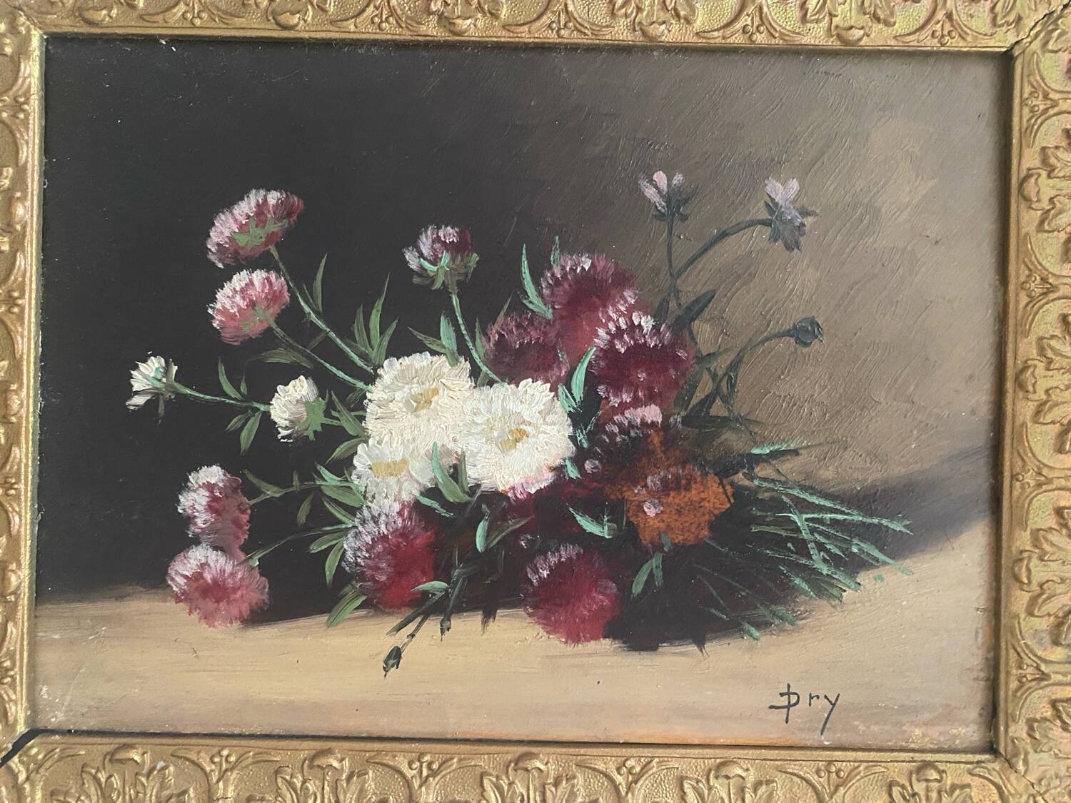 Oil on wooden panel framed, signed old