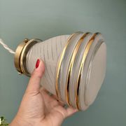 Suspension globe antique Art Deco in frosted white and gold glass.
