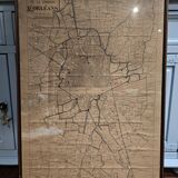 Old map of Orléans under glass frame