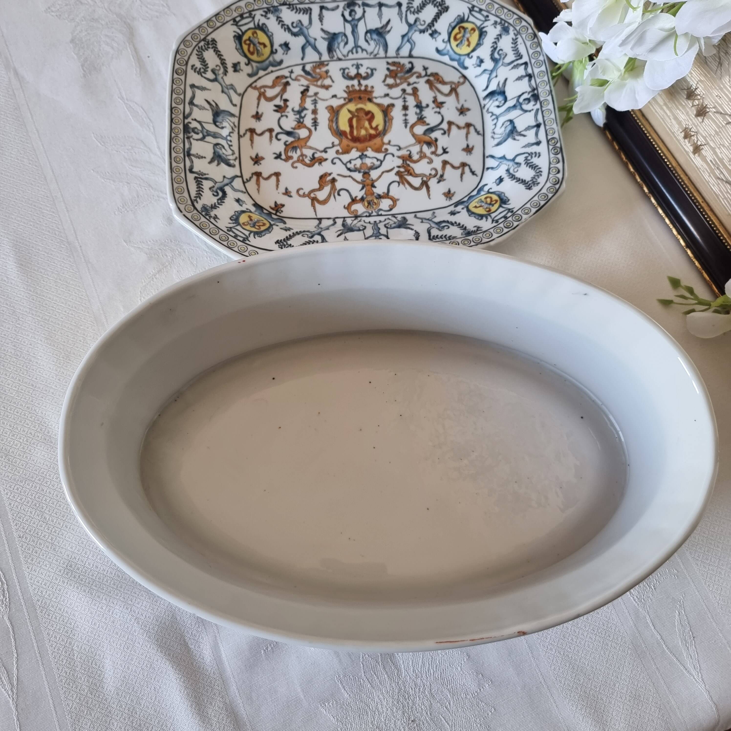 Hand-painted Toussi Court plate or tray and planter set