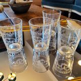 4 chiseled water glasses decoration arabesques and scrolls