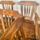 Ensemble de 5 chaises en bois, travail artisanal