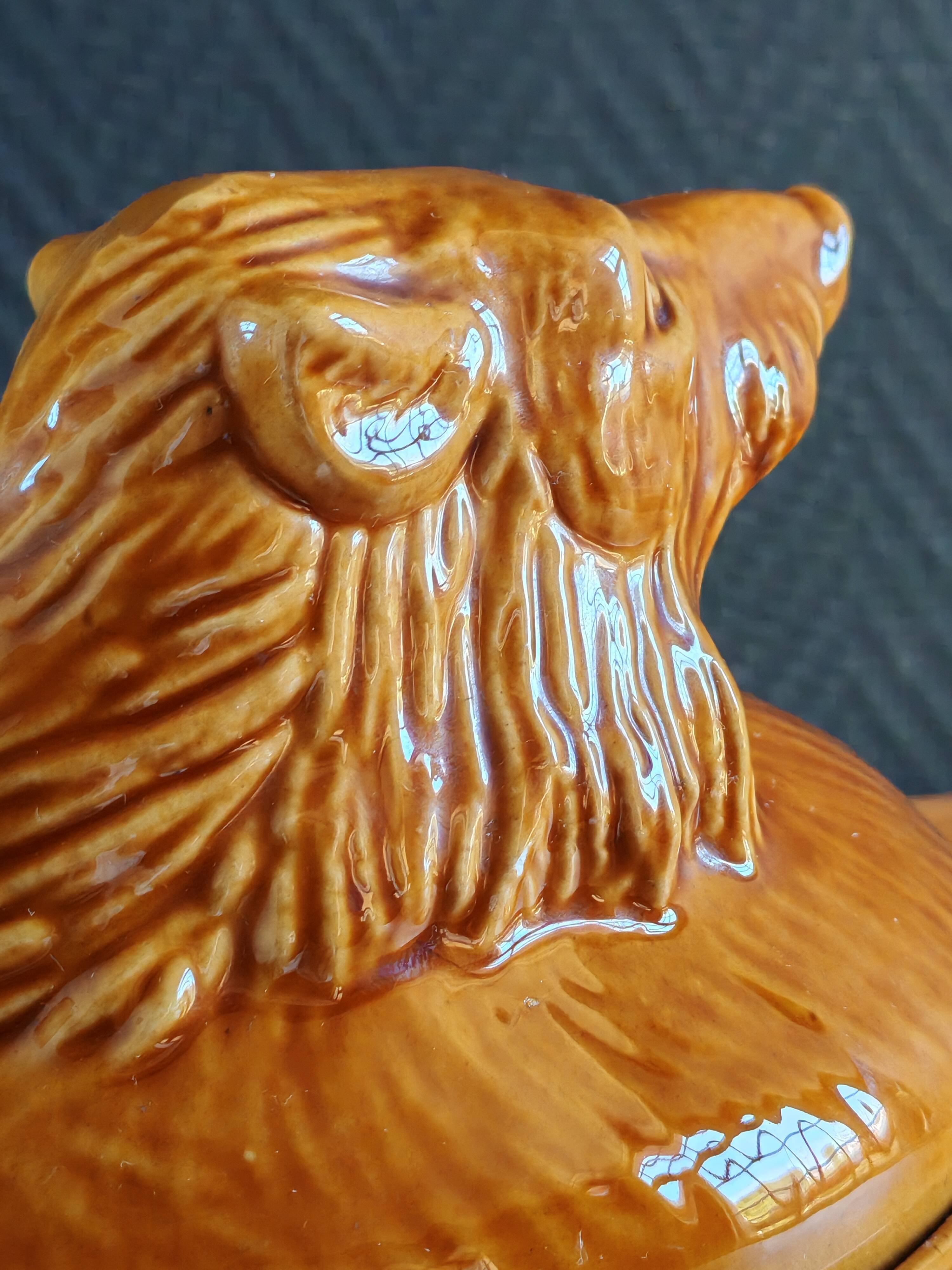 Terrine Vintage Tête de Sanglier en Céramique, Plat de Service Gibier