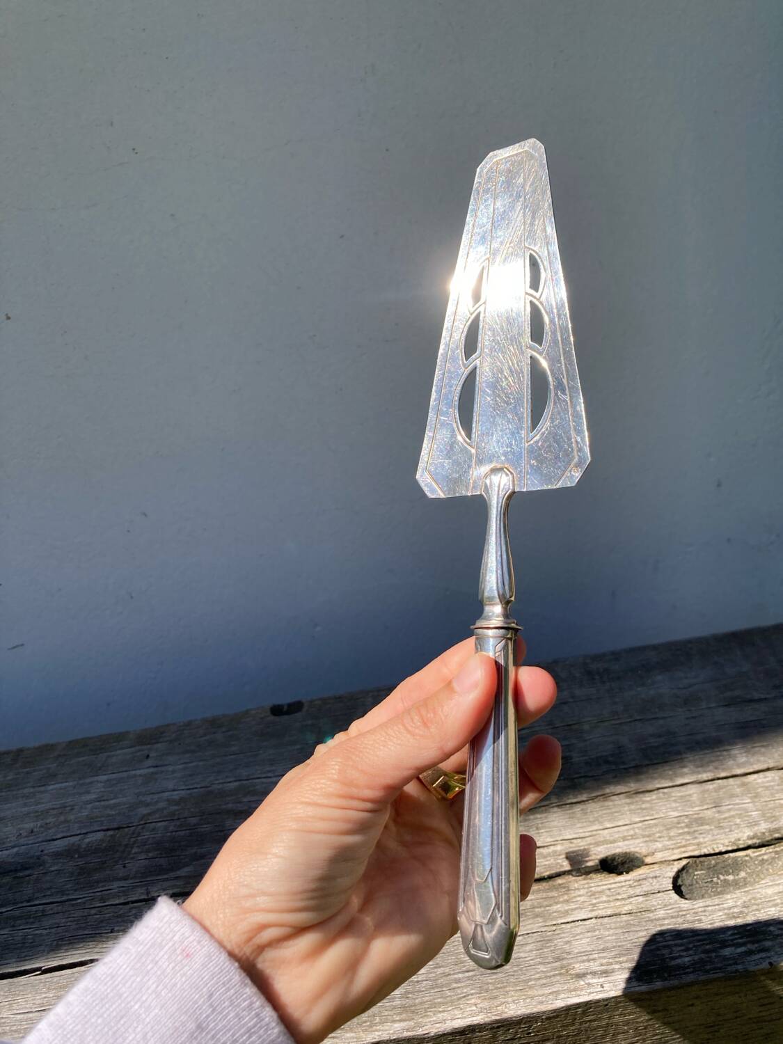 Silver metal art deco pie server