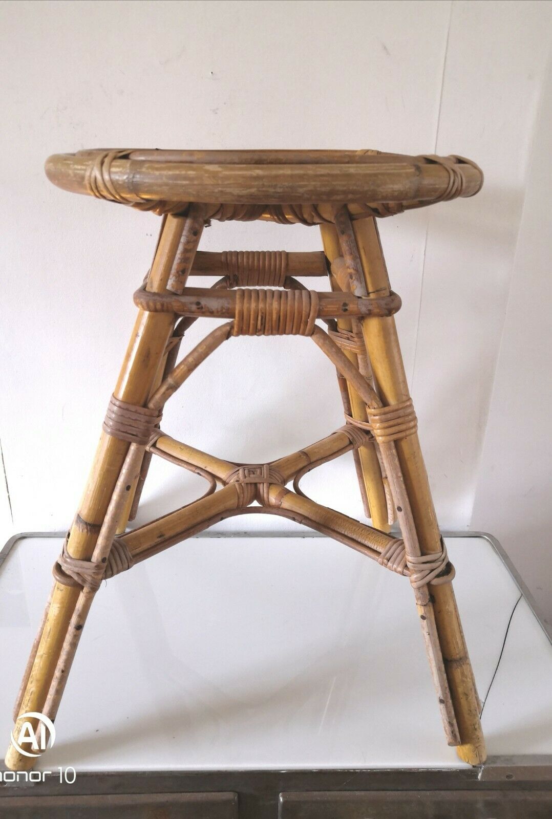 Vintage rattan stool