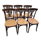6 chaises bistrot cannées signées Fischer