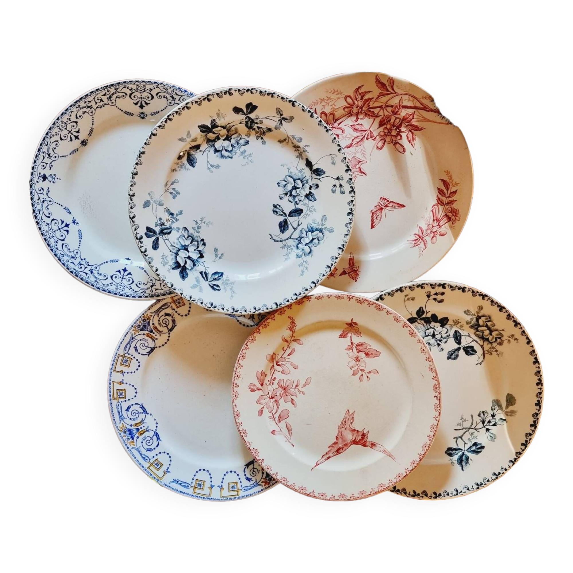 6 iron earth dessert plates lot 4