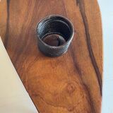 Brutalist olive wood candle holder vintage