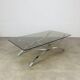 Table basse en verre fumé et chrome, années 70