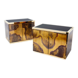 Pair of brass cabinets oxidized 1970