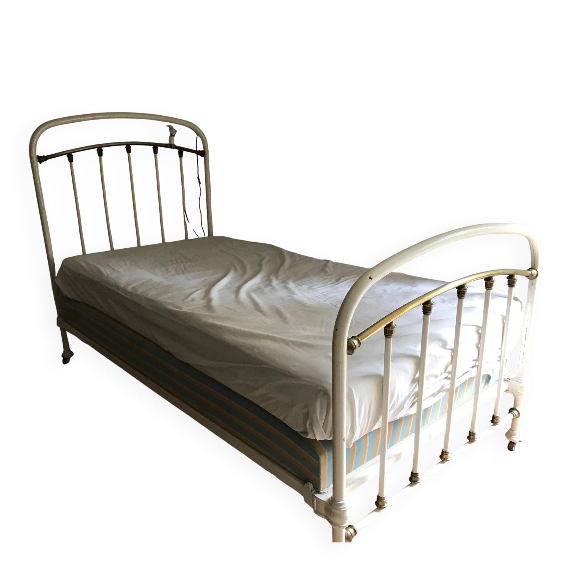 Wrought iron and copper bed, 1900
