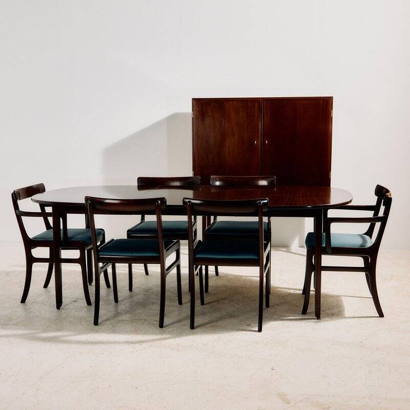 Ensemble de salle à manger Rungstedlund en acajou par Ole Wanscher pour Poul Jeppesen Møbelfabrik, années 1960, ensemble de 8.