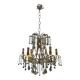 Chandelier en verre de Murano perlé doré en tole florentine italienne des années 1950 à 6 lumières