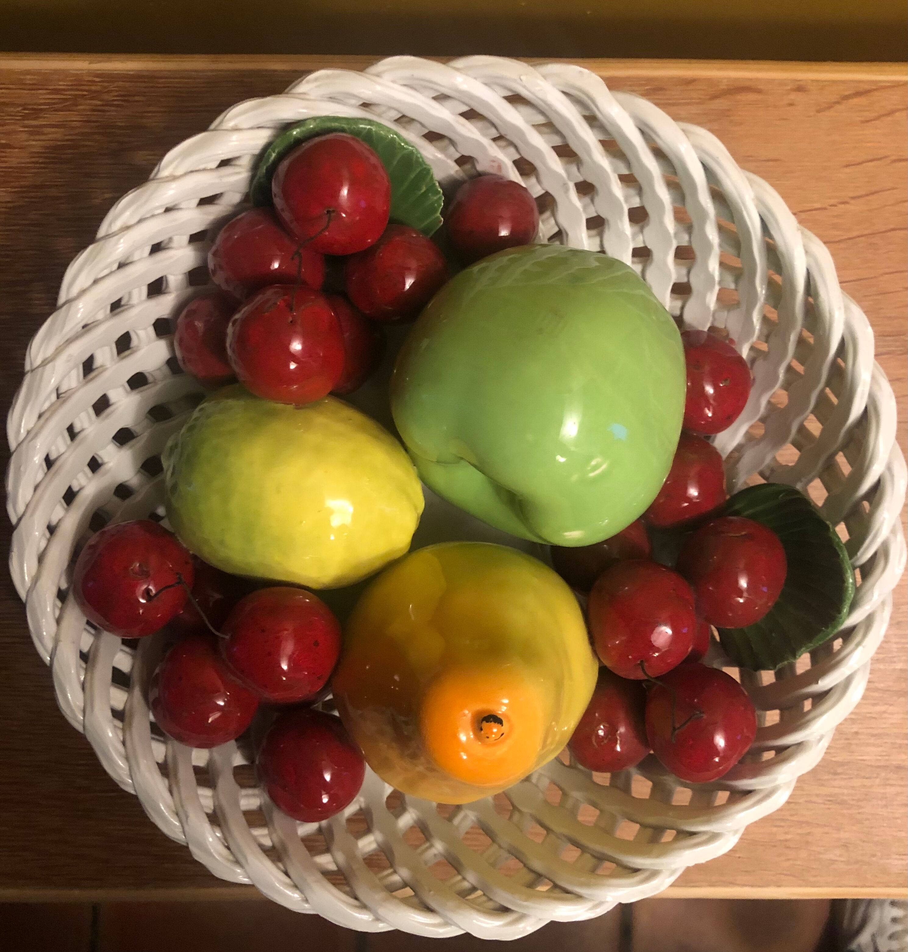 Large decorative porcelain fruit basket