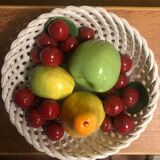 Large decorative porcelain fruit basket