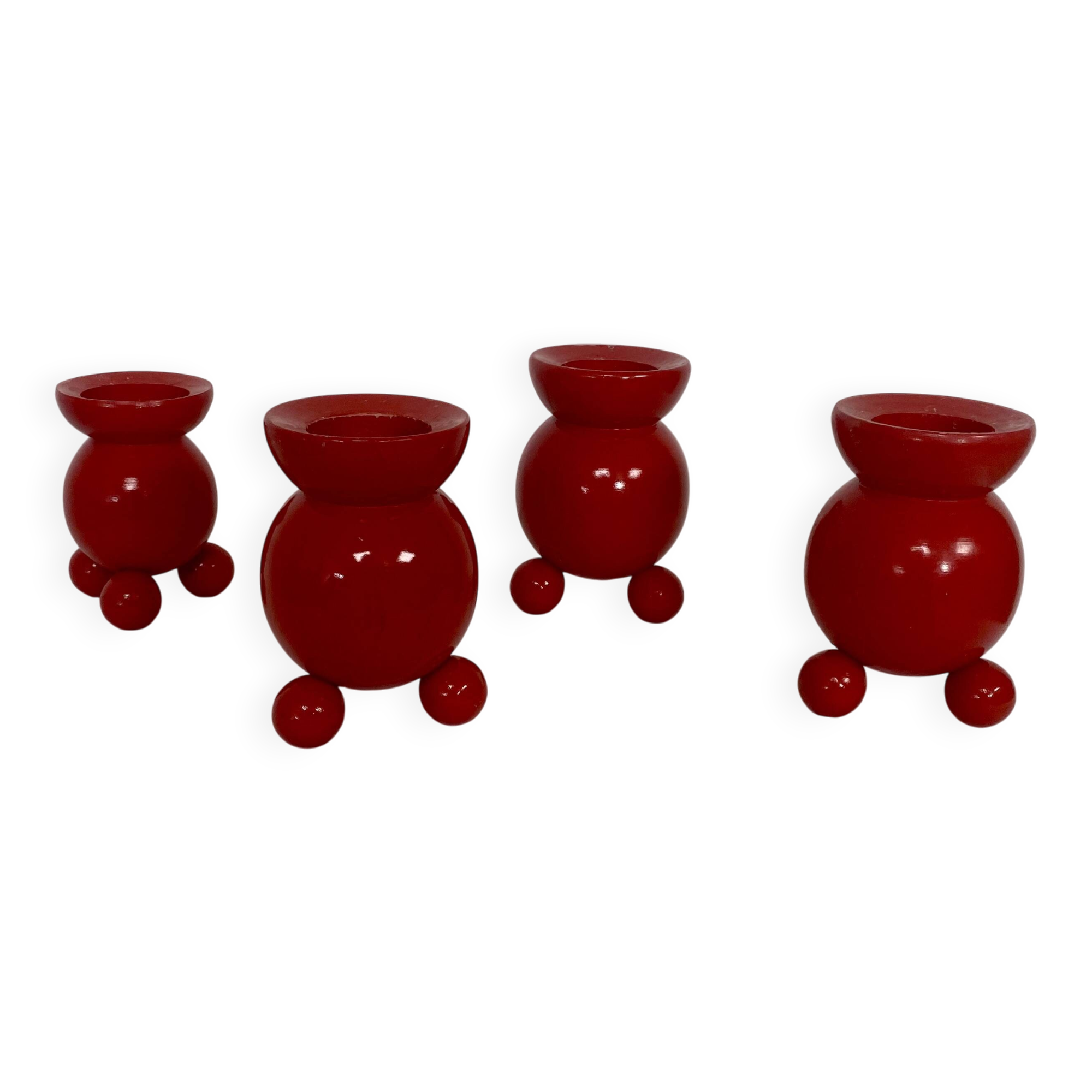 Set of 4 Swedish wooden candlesticks – 1950s
