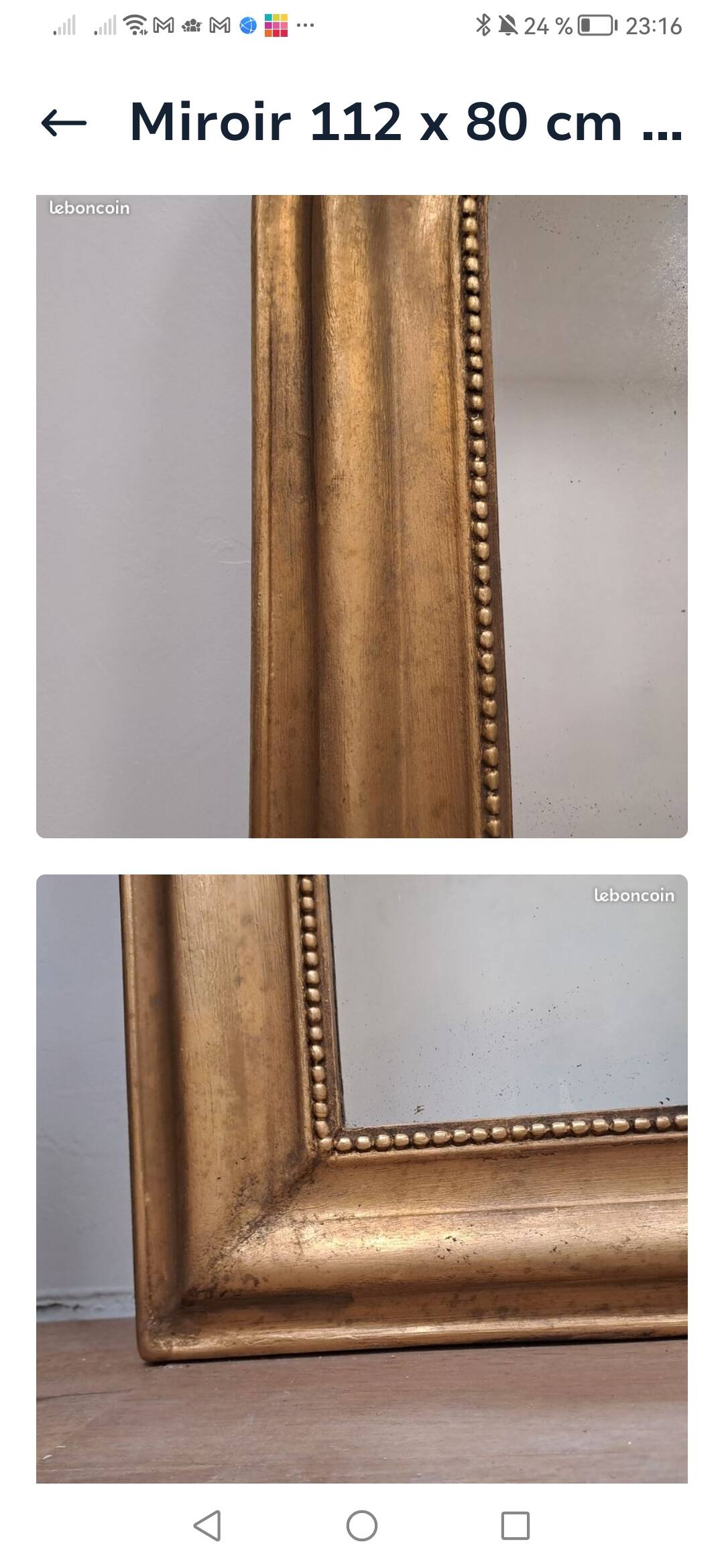 Large antique Louis Philippe gilded mirror