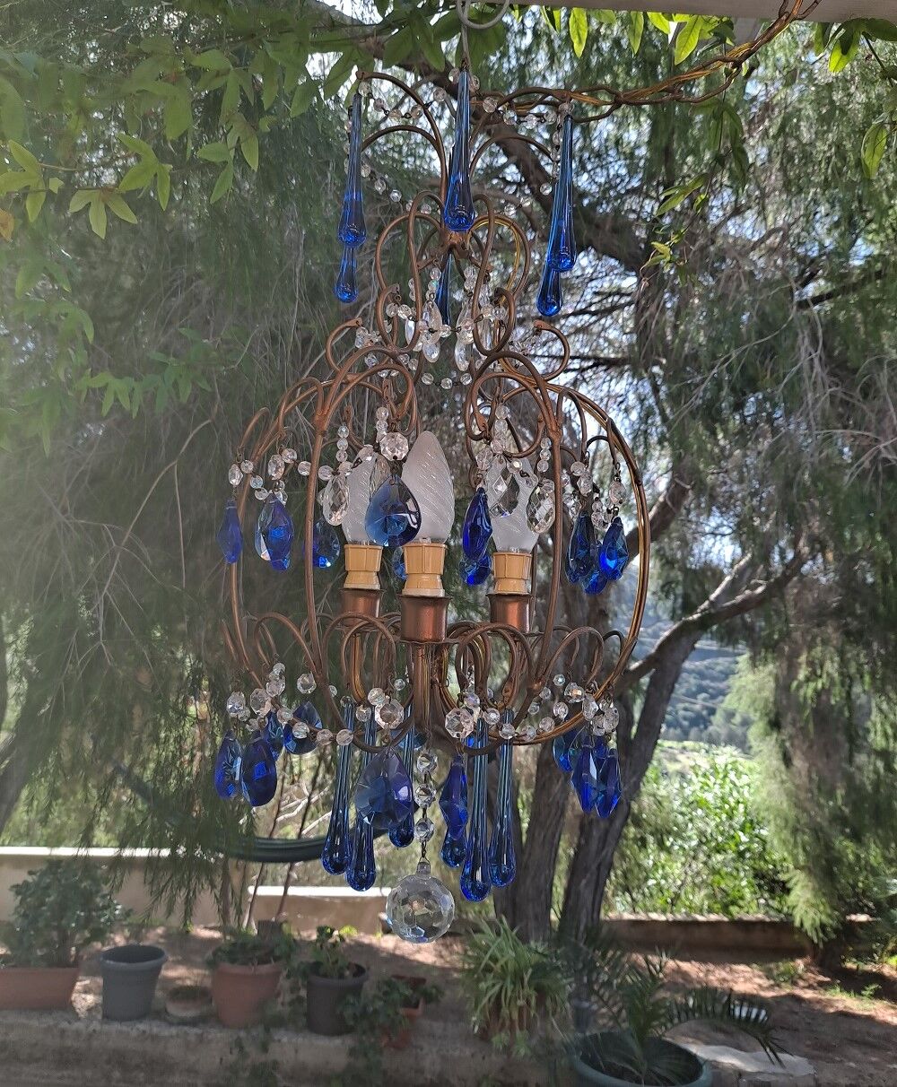 Vintage italian cage chandelier c1940