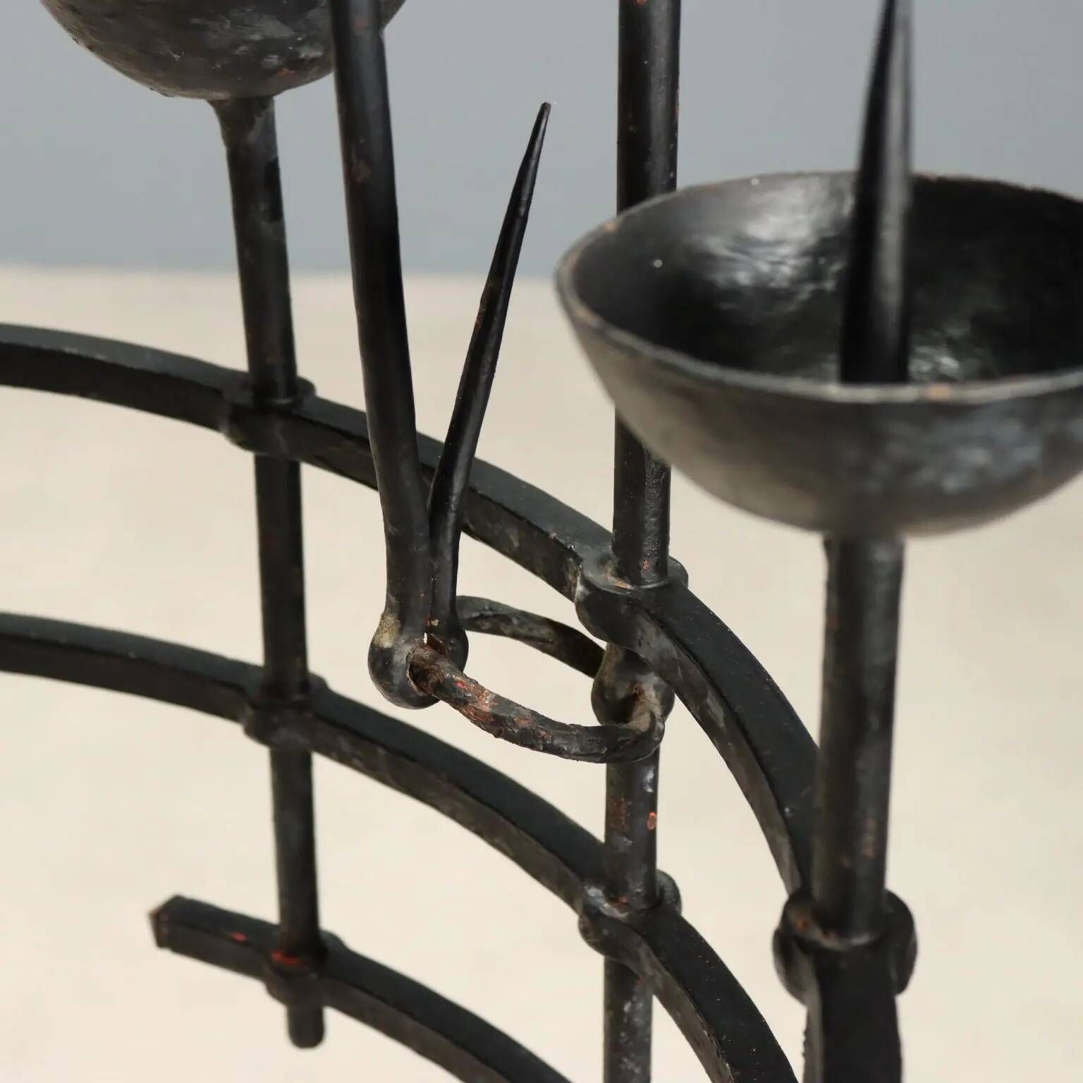 Antique wrought iron chandelier A. Gerardi Italy 19th century