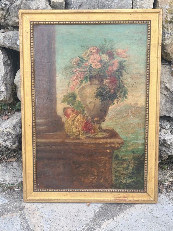 Tableau nature morte peinture sur bois