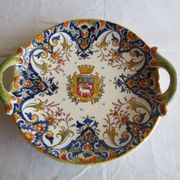 Petit plat avec anses en faience ,décor rouen