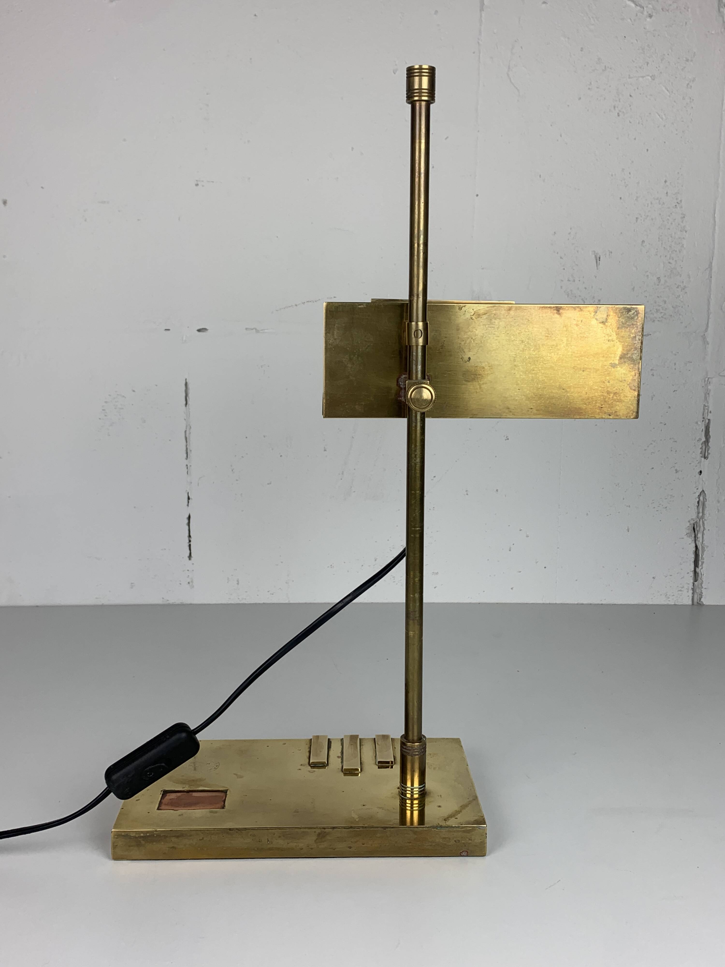 Brass Bauhaus Art Deco architectural Marcel Breuer style desk or table lamp