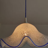 Pendant lamp in blue spotted glass 1970