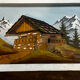 Carved and painted wooden Alpine panel signed 18 / 26 cm