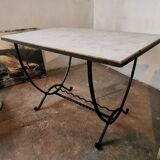 Marble and wrought iron coffee table
