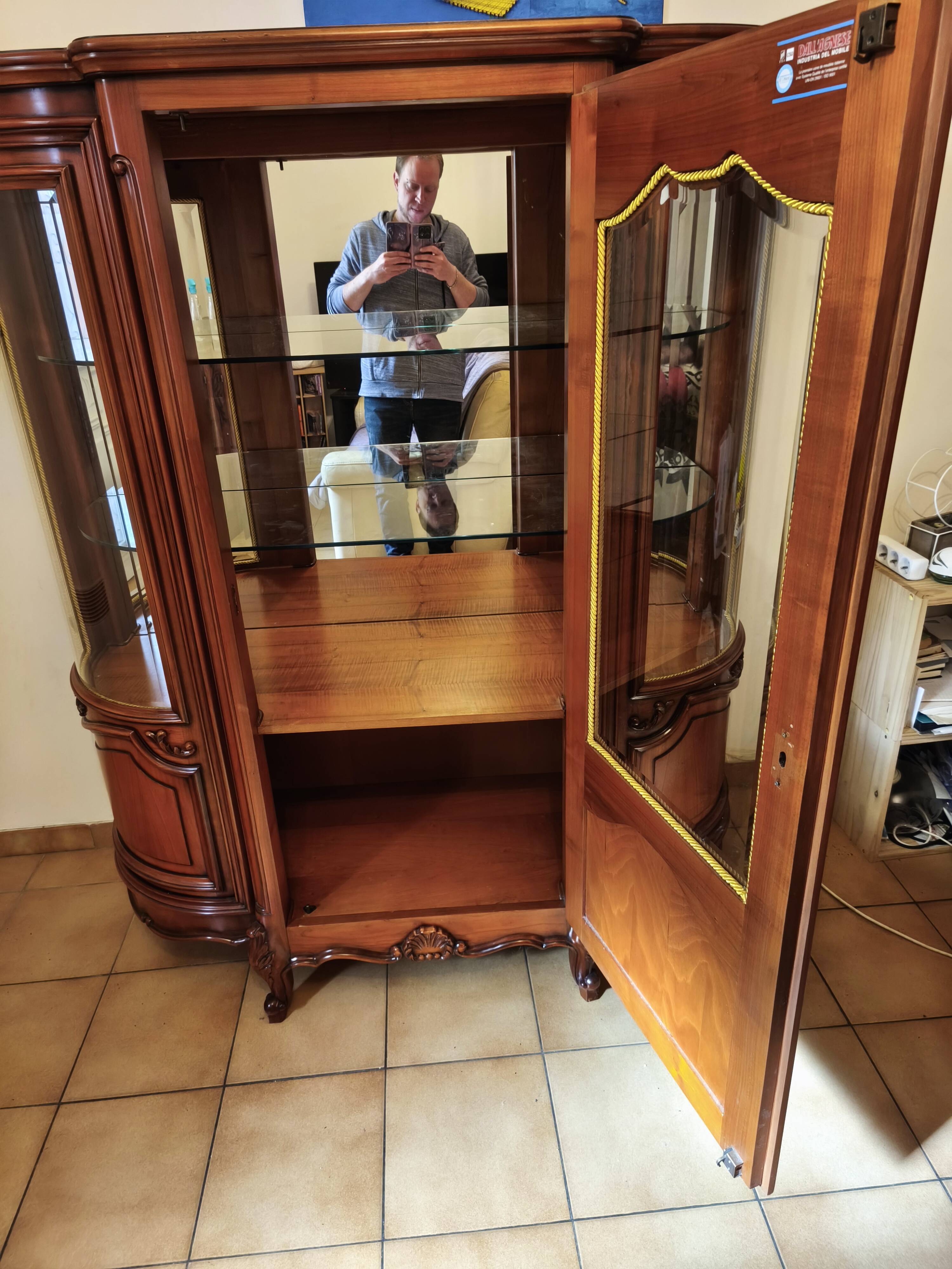 Silver cabinet, solid cherry wood display case
