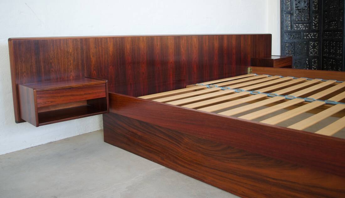 Danish Rosewood Bed By Sannemans, 1970s.