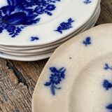 Blue dessert plates with Villeroy flower patterns and boch model Haarlem XIXth