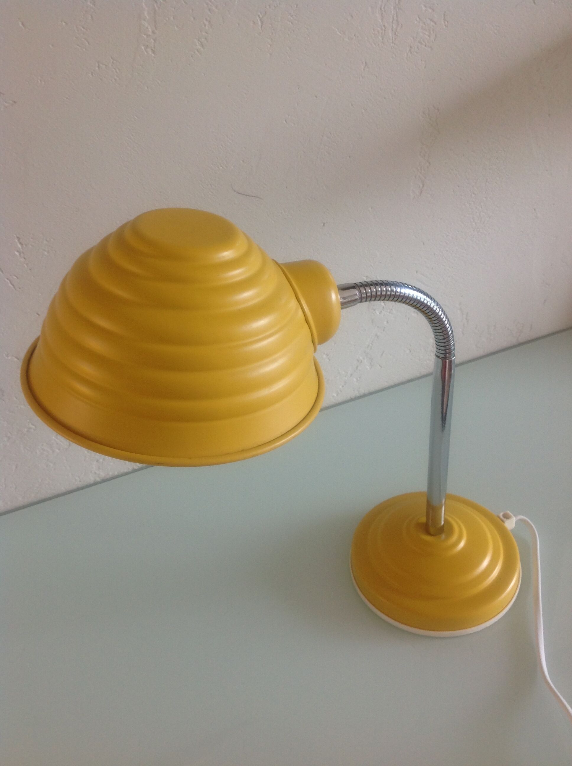 Yellow vintage metal desk lamp 70s