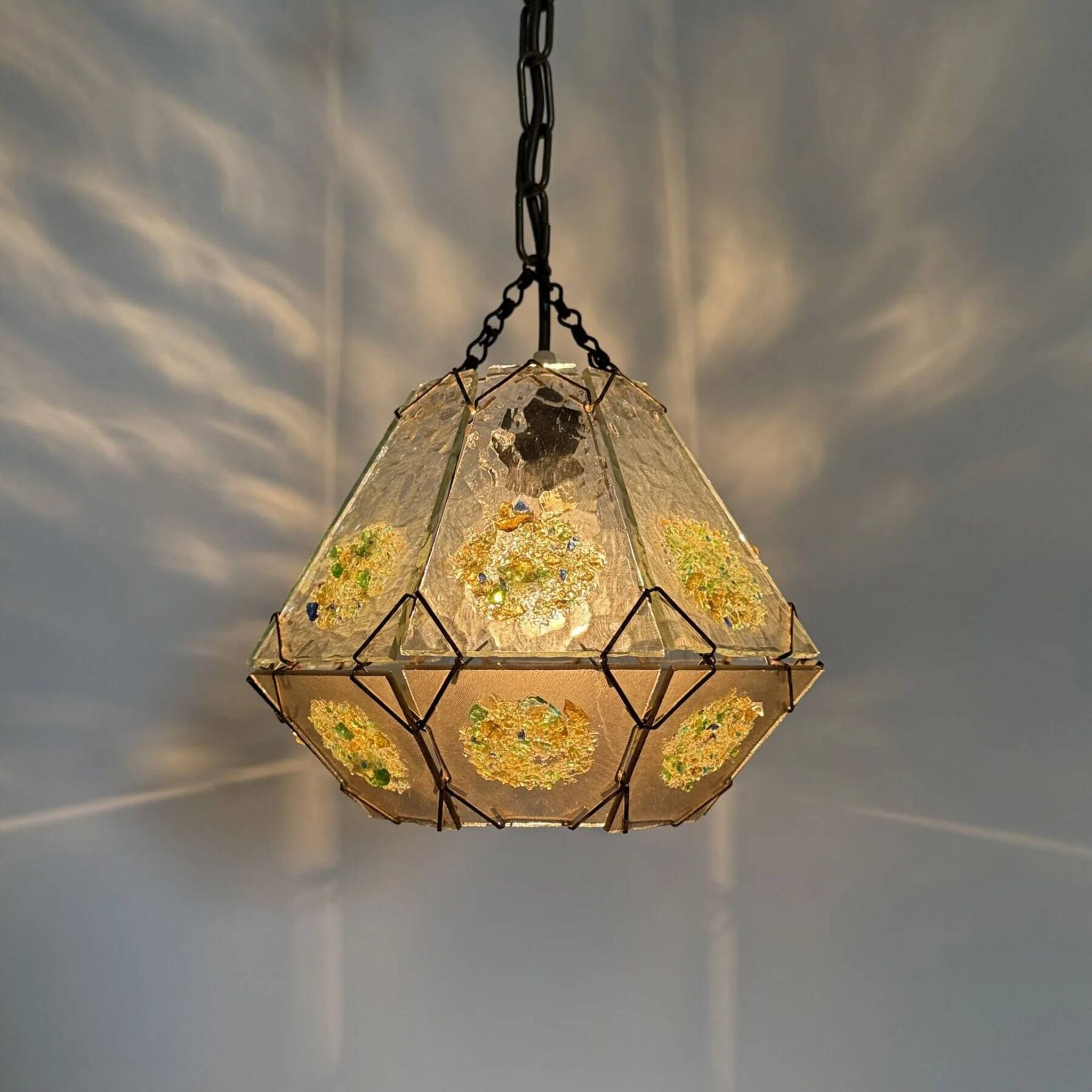 Suspension en verre brutaliste, années 1970