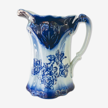 Old pitcher in blue flow, T.Rathbone, England circa 1910