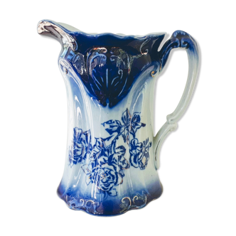 Old pitcher in blue flow, T.Rathbone, England circa 1910